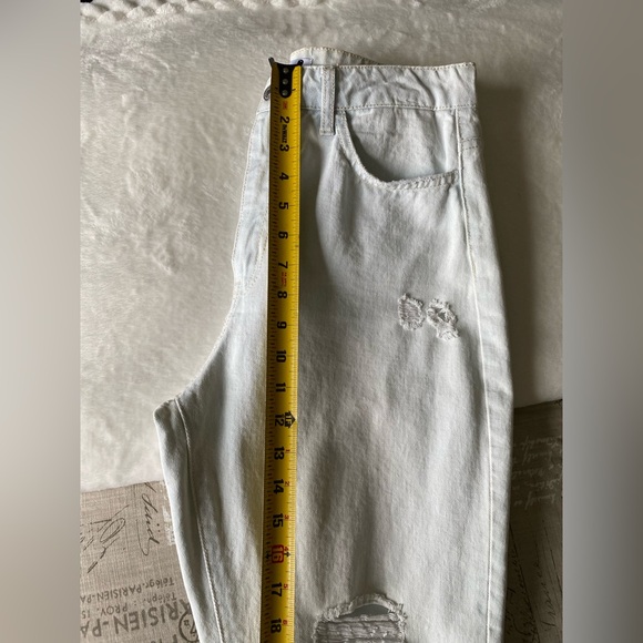 Flying Monkey Light Blue Distressed Cropped Boyfriend Jeans, Sz 29 - Picture 3 of 9